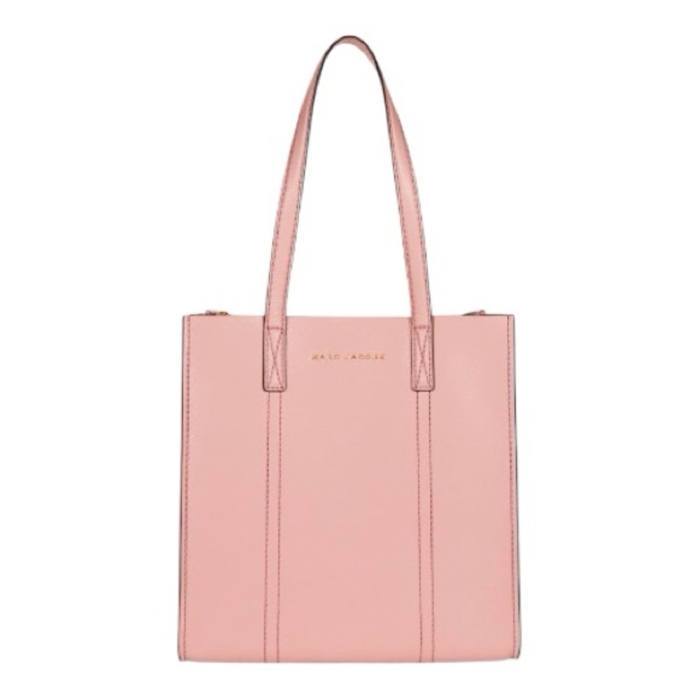 Marc Jacobs Repeat Leather Tote Bag in Blush Pink with Logo Lining